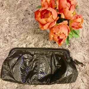 H&M Vegan Patent Leather Snake Print Clutch